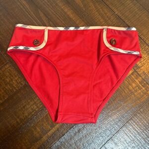Burberry Girls Red Bikini Bottoms Size 10Y Nova Check Trim